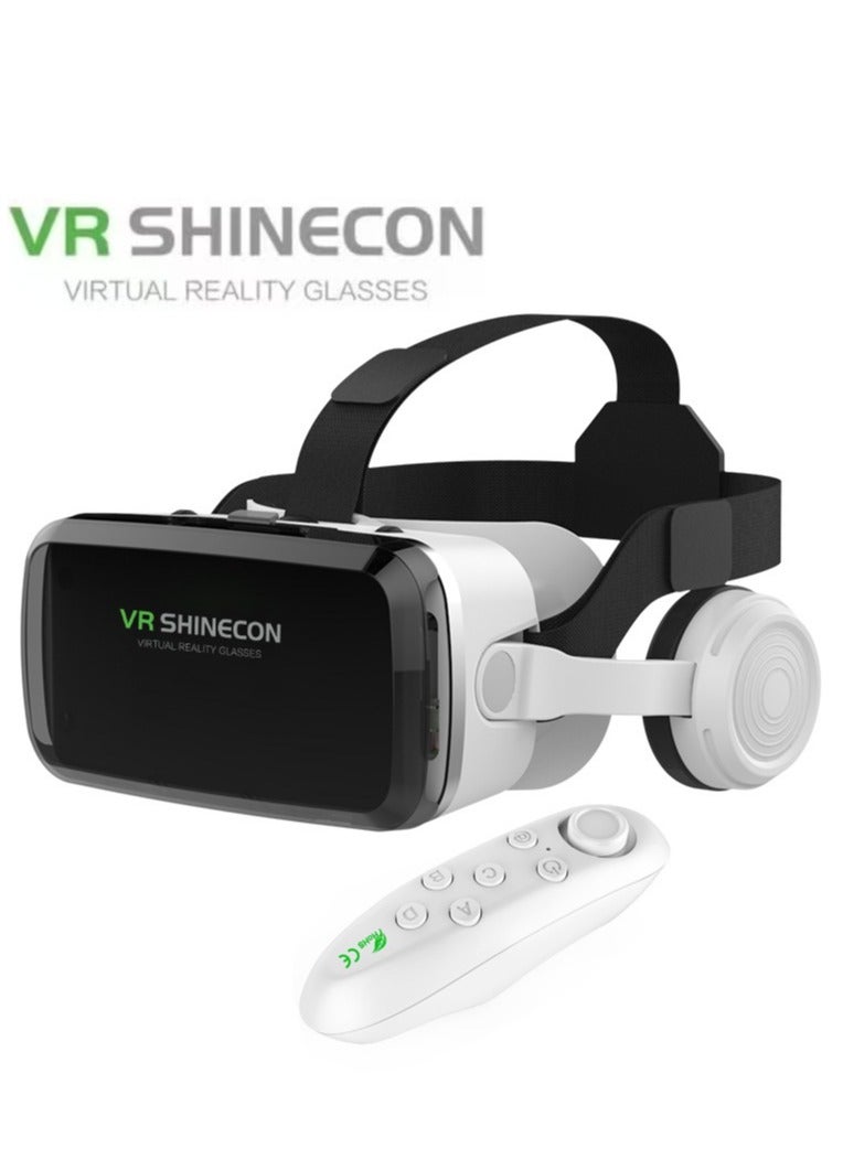 VR SHINECON Classic VR Goggles VR SHINECON 3D Virtual Reality Glasses+Controller Bluetooth Headset Version VR Glasses for TV, Movies & Video Games Compatible with iOS & Android Smartphone Within 5.5-7.2 inch Screen Phone Eye Protected Soft & Comfortable Adjustable Distance, IMAX Giant Screen/Optical Lenses/Panoramic Roaming/ Immersive Games - Image 1